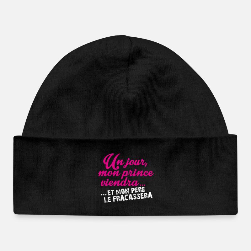 Un jour mon prince viendra - Bonnet bébé bio - noir
