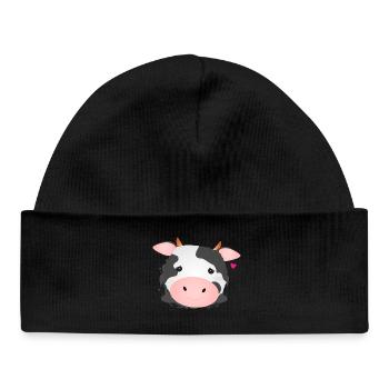 cute cow for animal lovers and farm fans - Baby Organic Beanie - black - Front