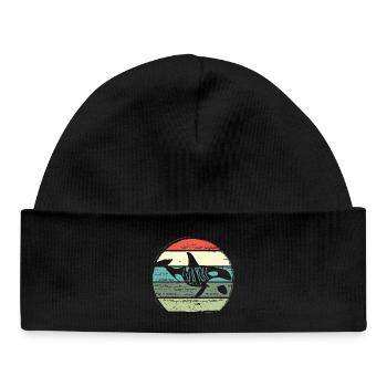 Cercle Retro du Coucher de la Baleine - Bonnet bébé bio - noir - Devant