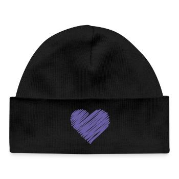Cœur Pourpre à Croquis - Bonnet bébé bio - noir - Devant