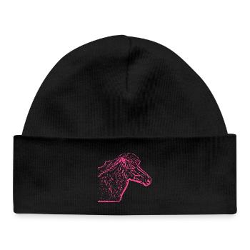 Pferd rosa pink - Baby Organic Mütze - Schwarz - Vorne