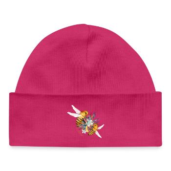 zwei fliegende Bienen von Hand gezeichnet - Baby Organic Mütze - hot Pink - Vorne