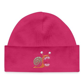 escargot avec des grandes dents - Bonnet bébé bio - hot pink - Devant