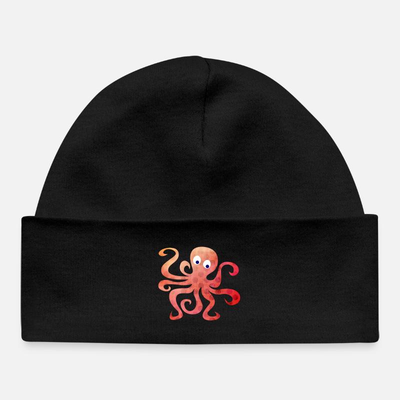 Octopus Dots Squid Tentacule Bande dessinée - Bonnet bébé bio - noir