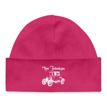 Weißes altes Oldtimer-Auto - Baby Organic Mütze - hot Pink - Vorne