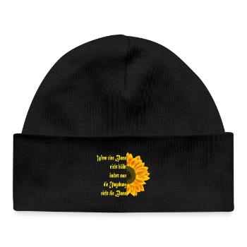 Sunflower meets text art - Baby Organic Beanie - black - Front