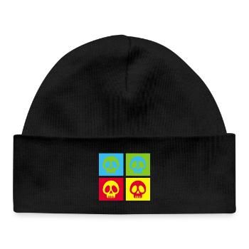 Crâne manga pop art - Bonnet bébé bio - noir - Devant