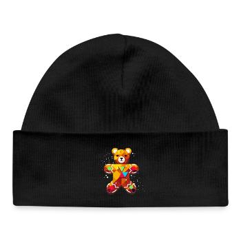 Ours en pain d’épice sucré – Design festif de Noël - Bonnet bébé bio - noir - Devant