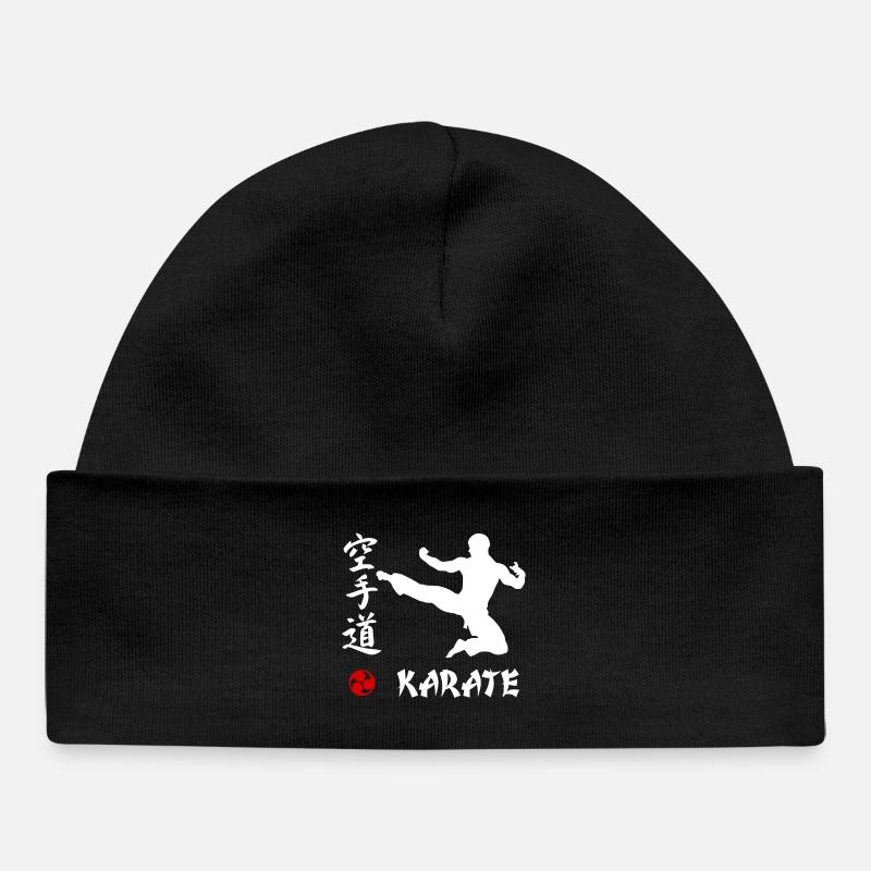 Karaté blanc - Bonnet bébé bio - noir