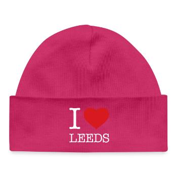 I LOVE LEEDS - Baby Organic Beanie - hot pink - Front