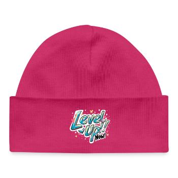Lebendiges, inspirierendes "Level up now!" Zitat-Design - Baby Organic Mütze - hot Pink - Vorne