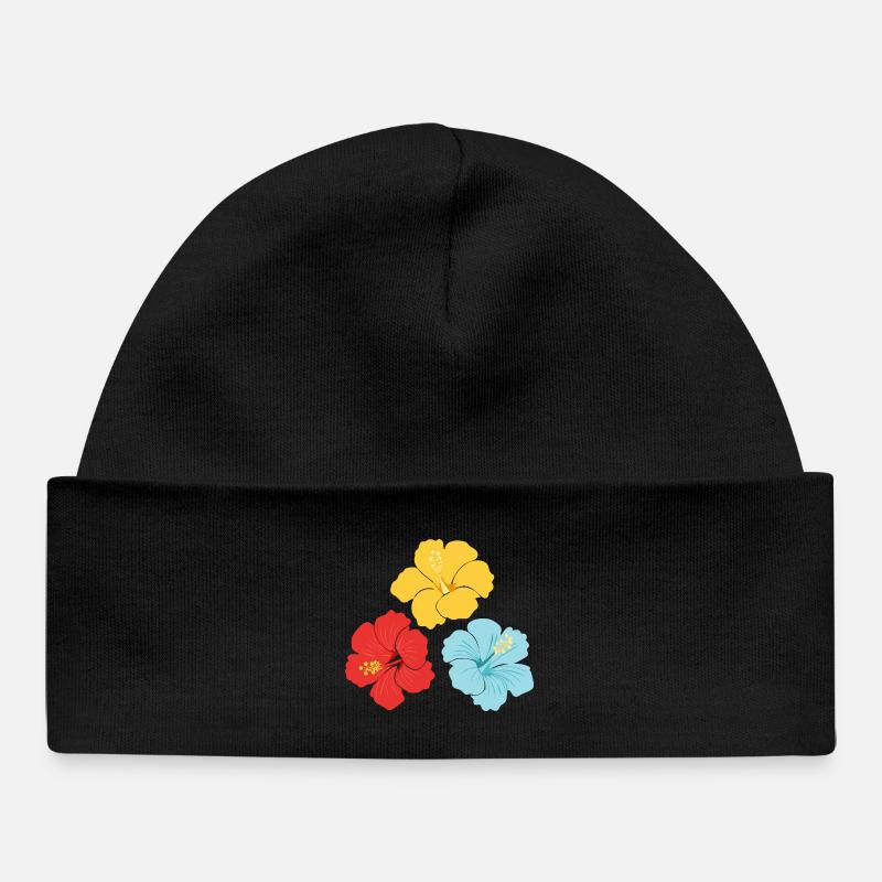 Hibiscus Trio – Des couleurs vives avec des contours - Bonnet bébé bio - noir