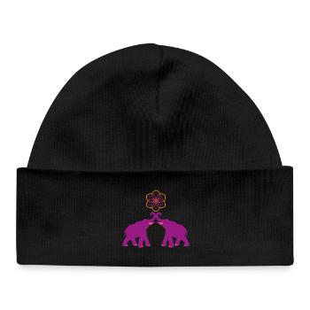 Yoga Elephant Love India Meditation Mandala om - Baby Organic Beanie - black - Front