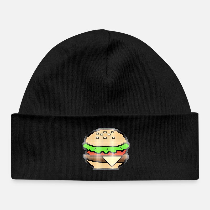 Pixel Art Cheeseburger Design - Bonnet bébé bio - noir