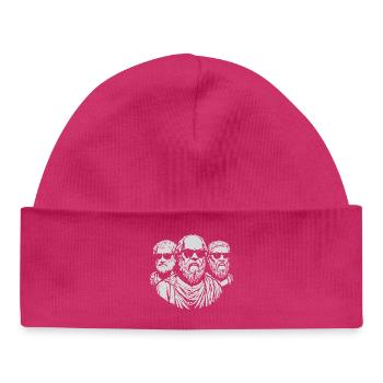 Sokrates, Aristoteles und Platon mit schwarzen Brillen - Baby Organic Mütze - hot Pink - Vorne