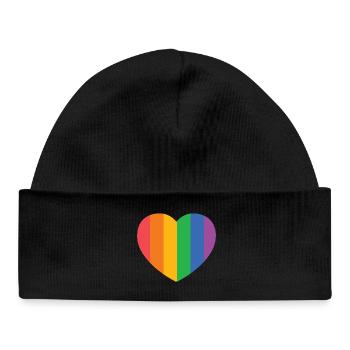 Herz mit Pride Streifen - Baby Organic Mütze - Schwarz - Vorne