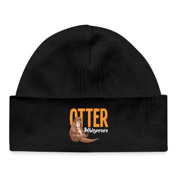 Otter Whisperer Sea Otter Cartoon - Baby Organic Beanie - black - Front