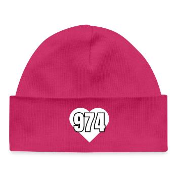 Coeur 974 Numerique en Nombres - Bonnet bébé bio - hot pink - Devant