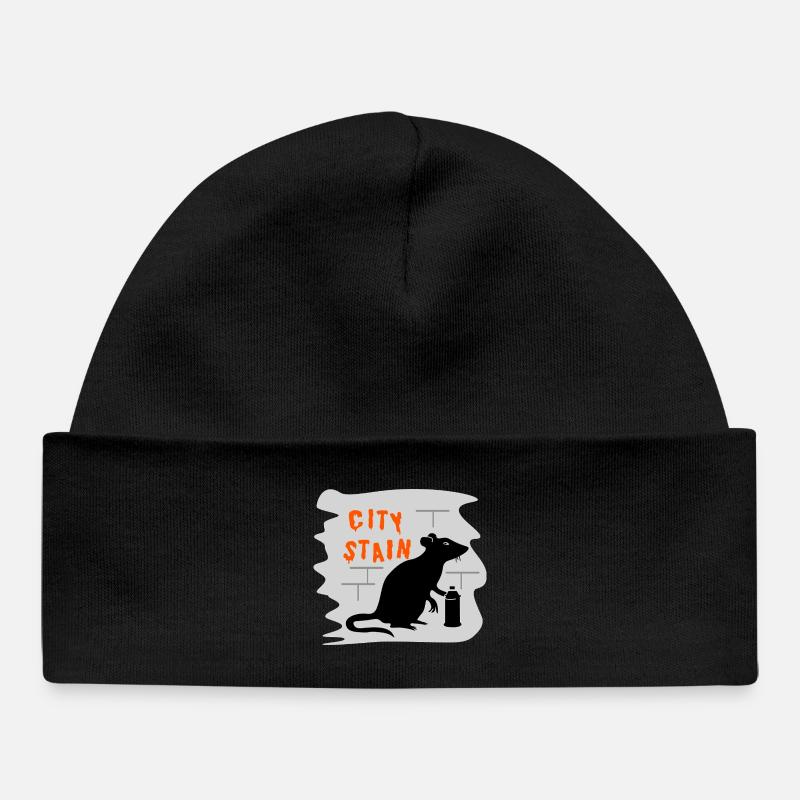 City Stain – graffiti de rat - Bonnet bébé bio - noir