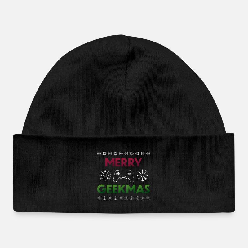 Merry Geekmas - Bonnet bébé bio - noir