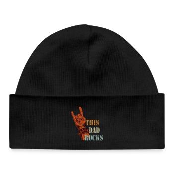Graphique de design Dad Rock - Cadeau Rocker - Bonnet bébé bio - noir - Devant