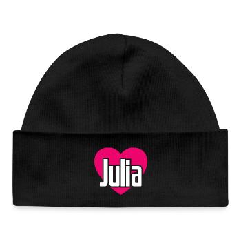 I Love Julia Pink Heart I Love Julia - Baby Organic Beanie - black - Front