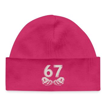 Funny 67 Meme Hands Gen Alpha Humor - Baby Organic Beanie - hot pink - Front