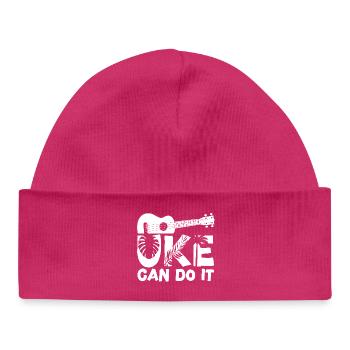 Ukulélé hawaïen uke uke peut le faire - Bonnet bébé bio - hot pink - Devant