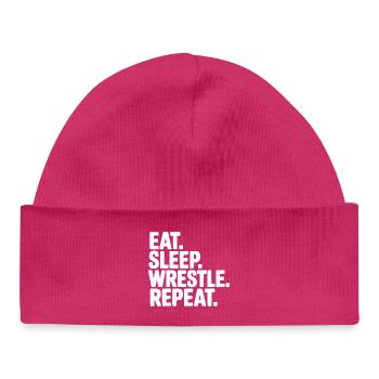 Mange. Dors. Lutte. Répétez. - Bonnet bébé bio - hot pink - Devant