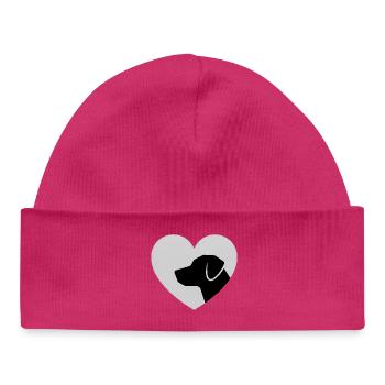 Silhouette de chien en forme de cœur en chemise - Bonnet bébé bio - hot pink - Devant