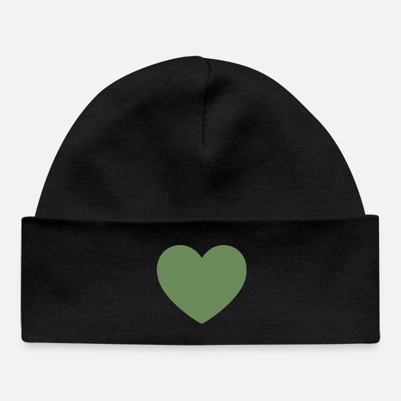 Cadeau de la Saint-Valentin vert cœur vert - Bonnet bébé bio - noir
