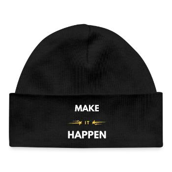 Faites que ça arrive : citation motivationnelle minimale - Bonnet bébé bio - noir - Devant