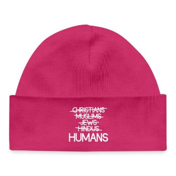 Human beings first - Human unity - Baby Organic Beanie - hot pink - Front
