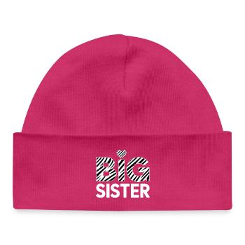 Große Schwester Zebra-Streifen Design - Baby Organic Mütze - hot Pink - Vorne