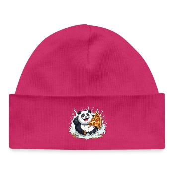 Panda Pizza Splash Cartoon - Baby Organic Beanie - hot pink - Front