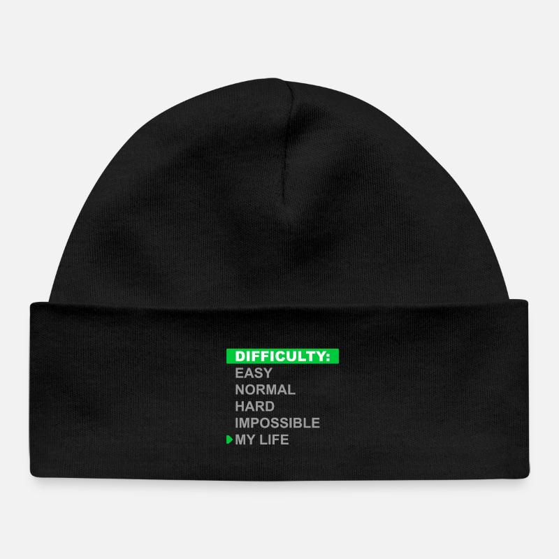 Difficulty Mode – My Life - Baby Organic Beanie - black