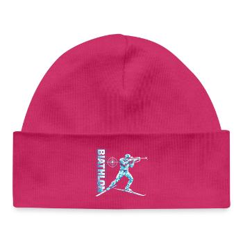Biathlon Lustig Spruch Skilanglauf - Baby Organic Mütze - hot Pink - Vorne