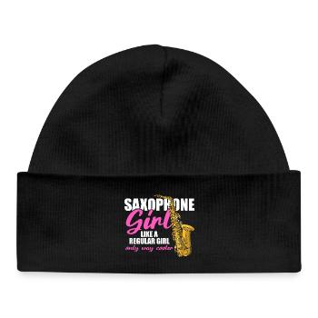 Saxophone girl Saxophone player - Baby Organic Beanie - black - Front
