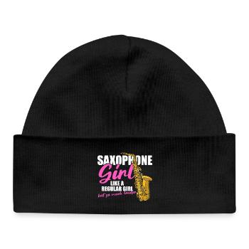 Saxophone girl Saxophone player - Baby Organic Beanie - black - Front