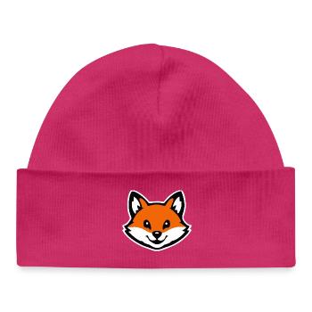 Fox Face Sticker Cartoon - Baby Organic Beanie - hot pink - Front