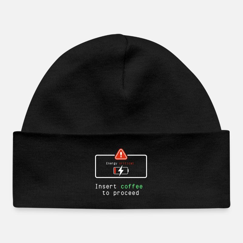 Énergiseur de café : insérez le café pour continuer - Bonnet bébé bio - noir