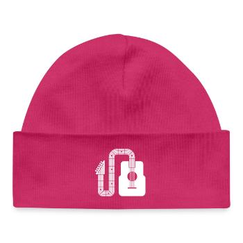 Minimalist Abstract Shape Acoustic Guitar - Baby Organic Beanie - hot pink - Front