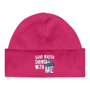 Wasser sparen, mit mir duschen, witzig, witzig - Baby Organic Mütze - hot Pink - Vorne