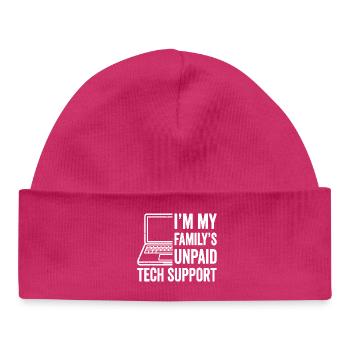 Family's Unpaid Tech Support Humor Design - Baby Organic Beanie - hot pink - Front