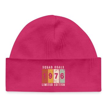 anniversaire 1976 - 50 ans - Bonnet bébé bio - hot pink - Devant