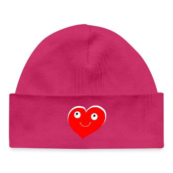 Fröhliches Herz Herzen Valentin - Baby Organic Mütze - hot Pink - Vorne