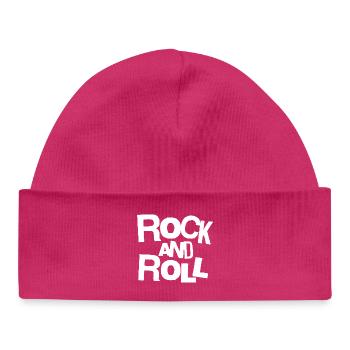 Rock and Roll Bold Typography T-Shirt - Baby Organic Mütze - hot Pink - Vorne