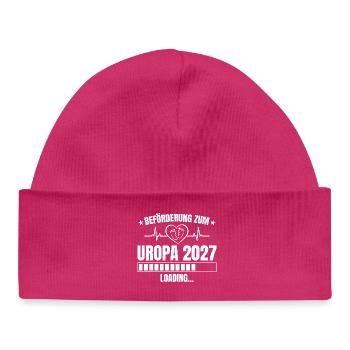 Uropa 2027 Loading – Beförderung zum Uropa - Baby Organic Mütze - hot Pink - Vorne