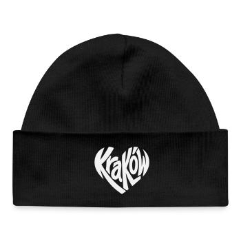Krakow, Krakow Heart Typo Logo - Baby Organic Beanie - black - Front