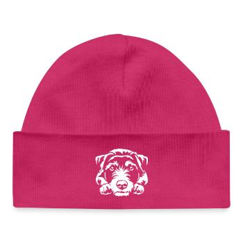 Jack Russell Terrier "Black Edition" - Baby Organic Mütze - hot Pink - Vorne